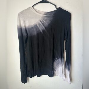 Black and White Tie-Dye Long Sleeve Shirt